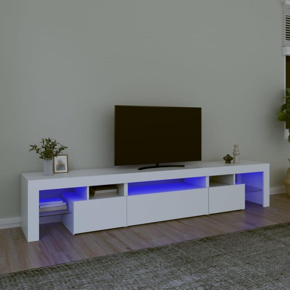 TV-Schrank mit LED-Leuchten Weiß 215x36,5x40 cm Bild 1