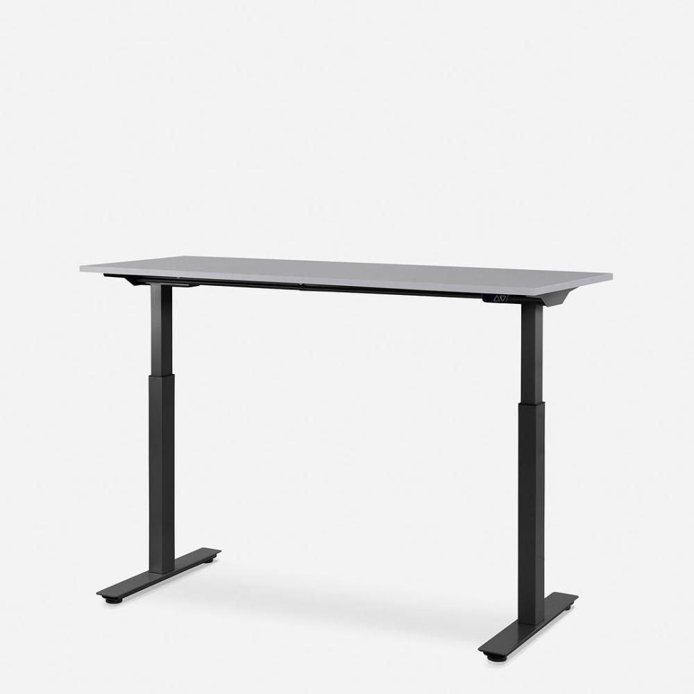 140x60 cm WRK21® SMART - Grau Uni / Schwarz elektrisch höhenverstellbarer Schreibtisch Bild 1