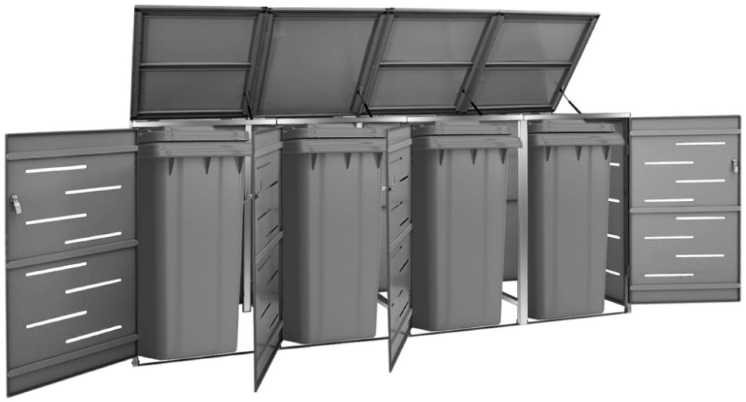 vidaXL Mülltonnenbox für 4 Tonnen 276,5x77,5x115,5 cm Edelstahl Bild 1