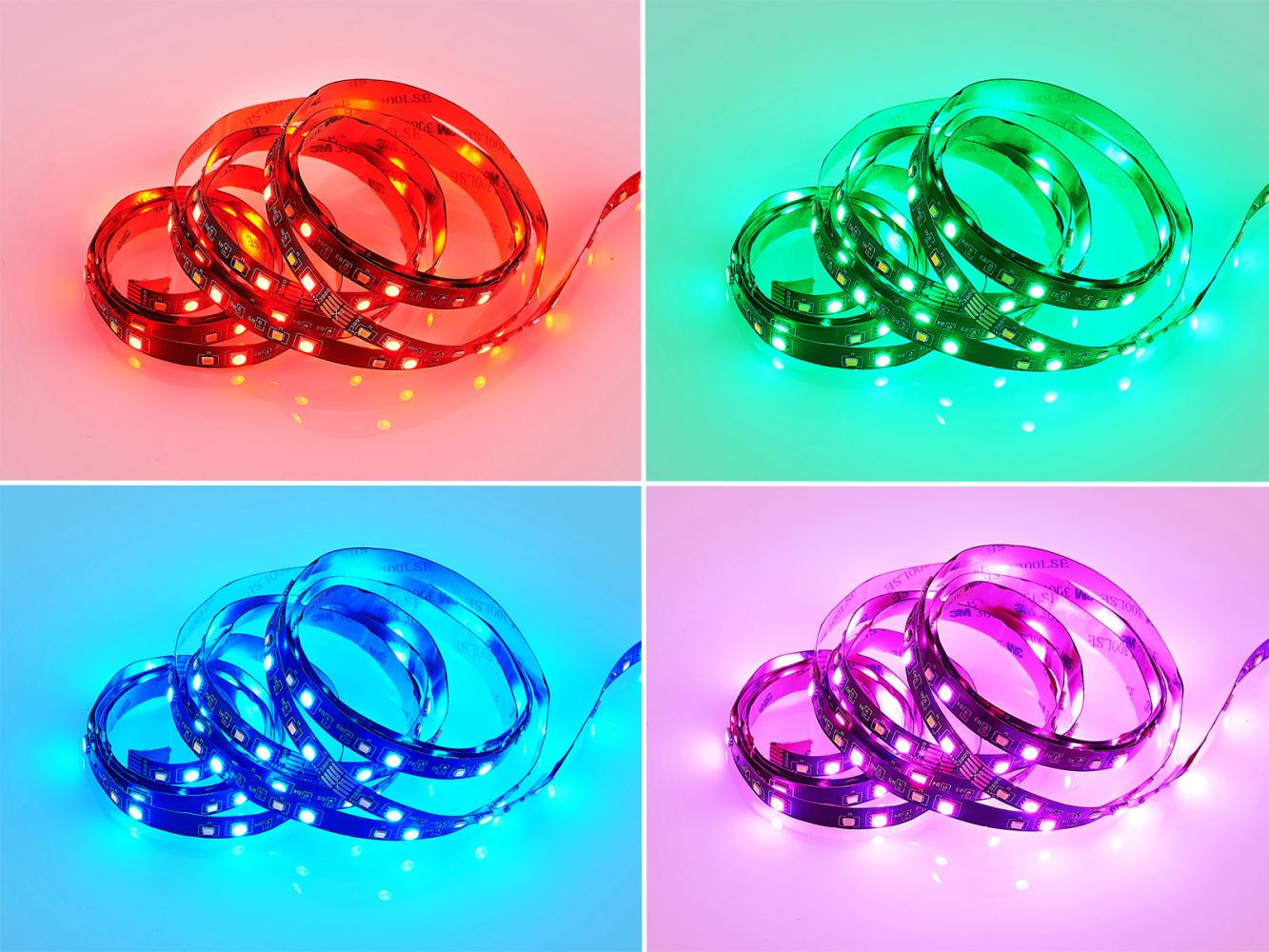 2er Set LED Streifen mit Fernbedienung, RGB Farbwechsel & Dimmer - 3 Meter Bild 1