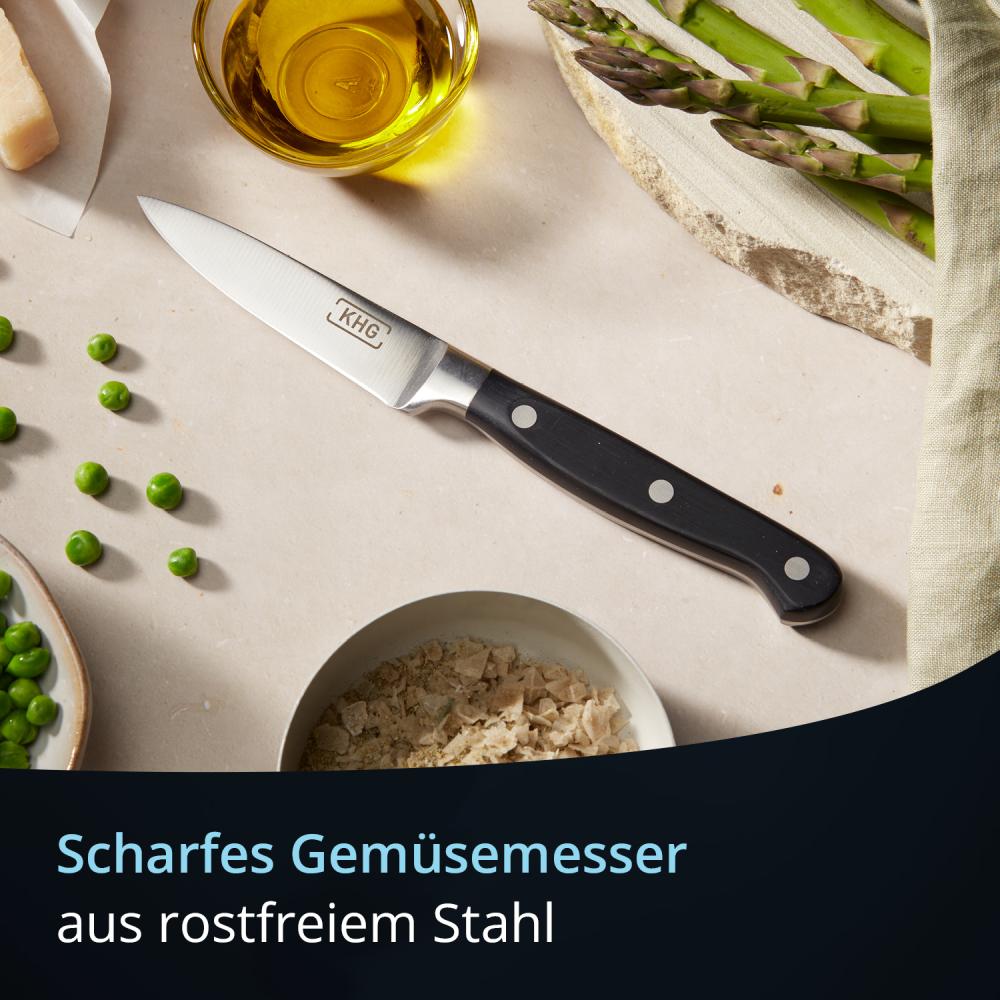 KHG Gemüsemesser Messer Küchenmesser | 8,89 cm Klinge aus rostfreiem Stahl | ergonomischer Griff mit Fingerschutz, 3-fach vernietet Bild 1