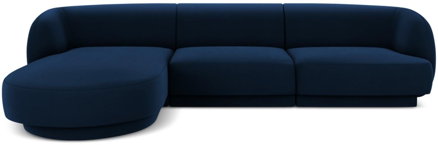 Micadoni 4-Sitzer Samtstoff Ecke links Sofa Miley | Bezug Royal Blue | Beinfarbe Black Plastic Bild 1