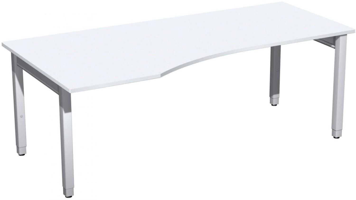 PC-Schreibtisch '4 Fuß Pro Quadrat' links höhenverstellbar, 200x100x68-86cm, Weiß / Silber Bild 1