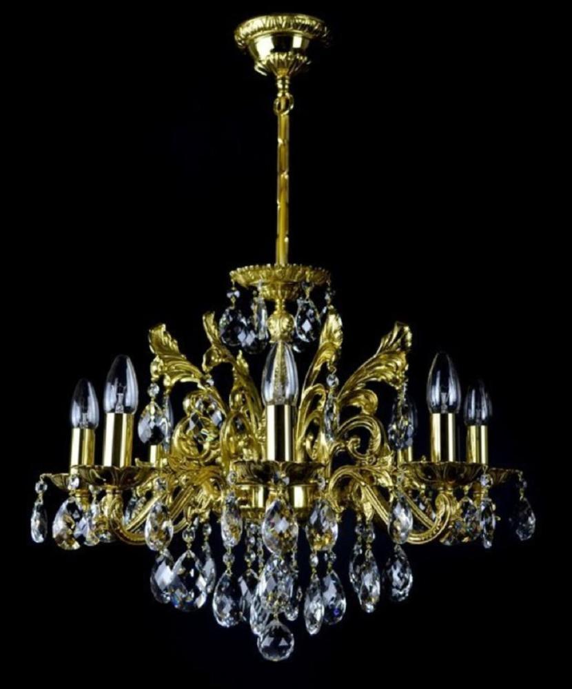 Casa Padrino Luxus Barock Kronleuchter Gold Ø 56 x H. 54 cm - Prunkvoller Messing Kronleuchter mit böhmischen Kristallglas - Barock Möbel - Edel & Prunkvoll Bild 1