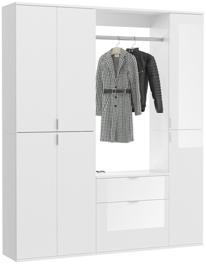 Garderobenschrank ProjektX in weiß Hochglanz 152 x 193 cm Bild 1