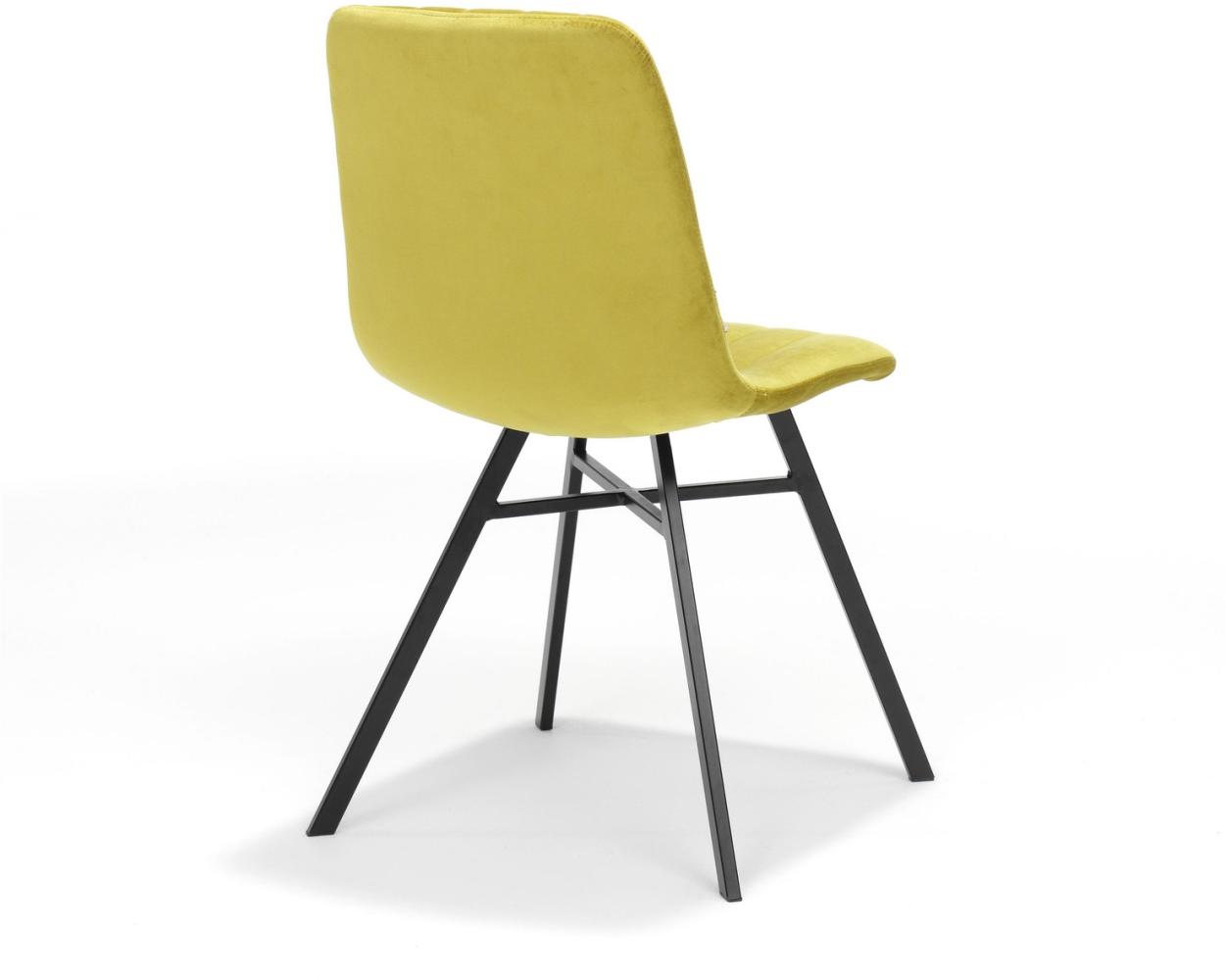 Dex Stuhl mit Stoff Velours Ocker und Fußgestell Metall Schwarz Bild 1
