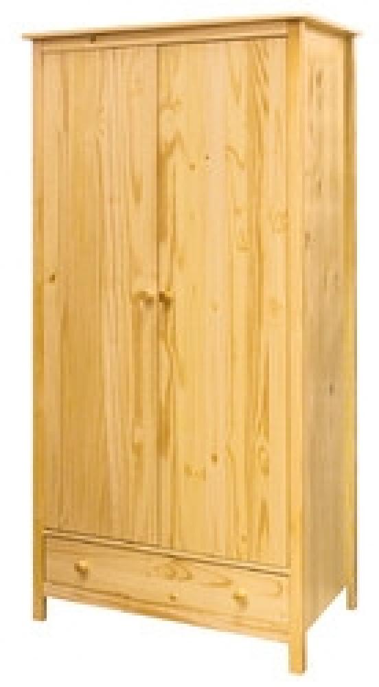 Kleiderschrank 2 Türen, 1 Schublade - 100 x 58 x 190 cm - Natur Bild 1
