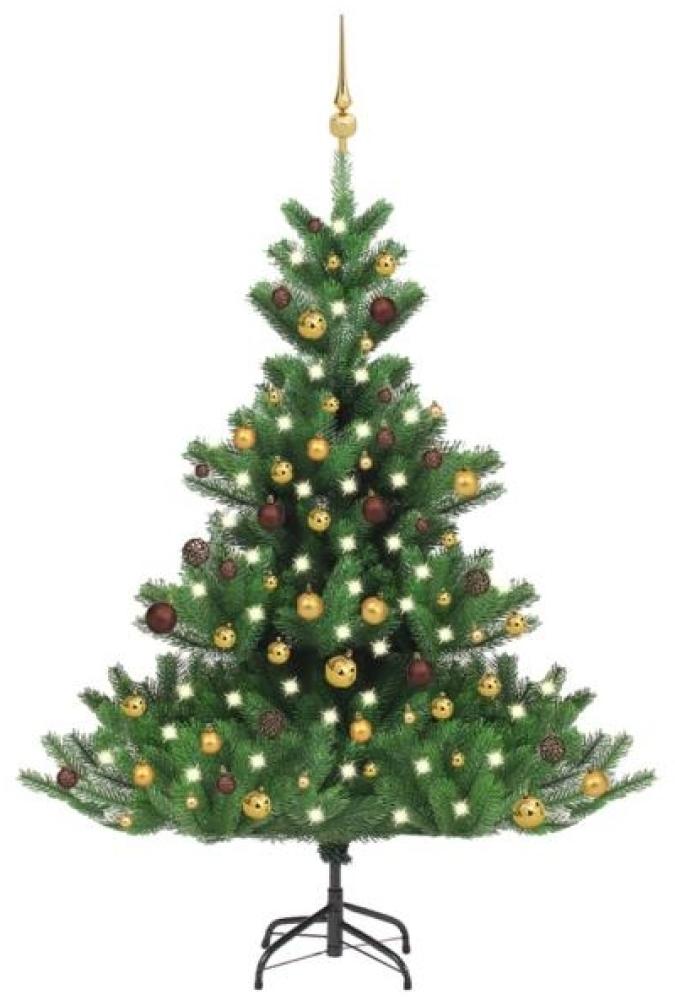 vidaXL Künstlicher Weihnachtsbaum Nordmann LED & Kugeln Grün 150 cm, Mit Beleuchtung [3077559] Bild 1