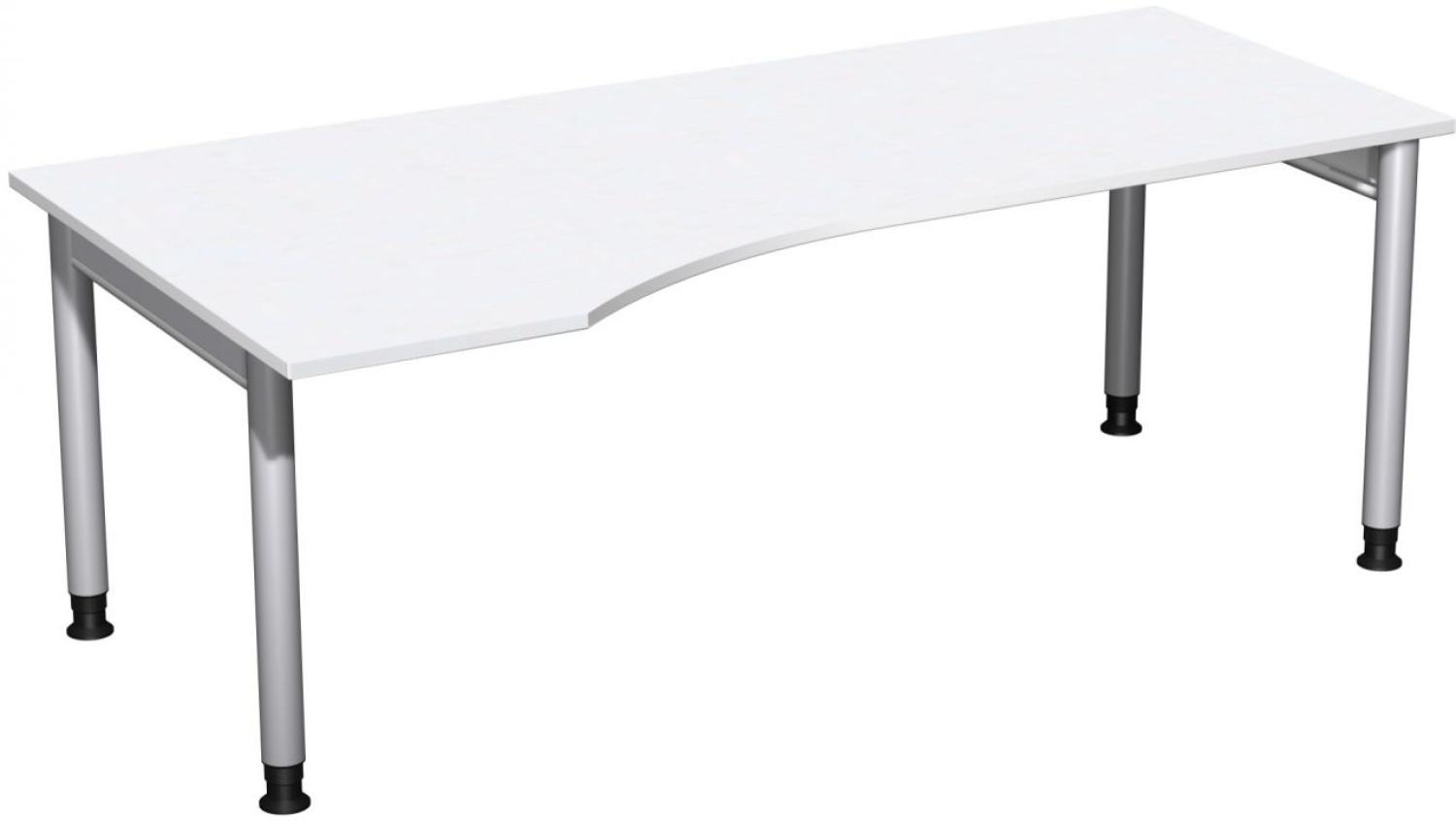 PC-Schreibtisch '4 Fuß Pro' links, höhenverstellbar, 200x100cm, Weiß / Silber Bild 1