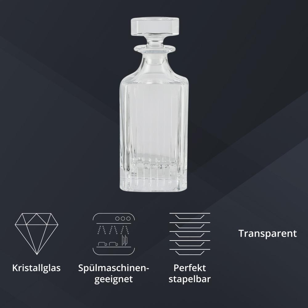 Peill+Putzler Germany Whiskyflasche mit 750 ml Volumen und einem schlichten Streifendesign, Flasche aus Kristallglas, Karaffe, Klassische Glaskaraffe ideal als Geschenk Bild 1