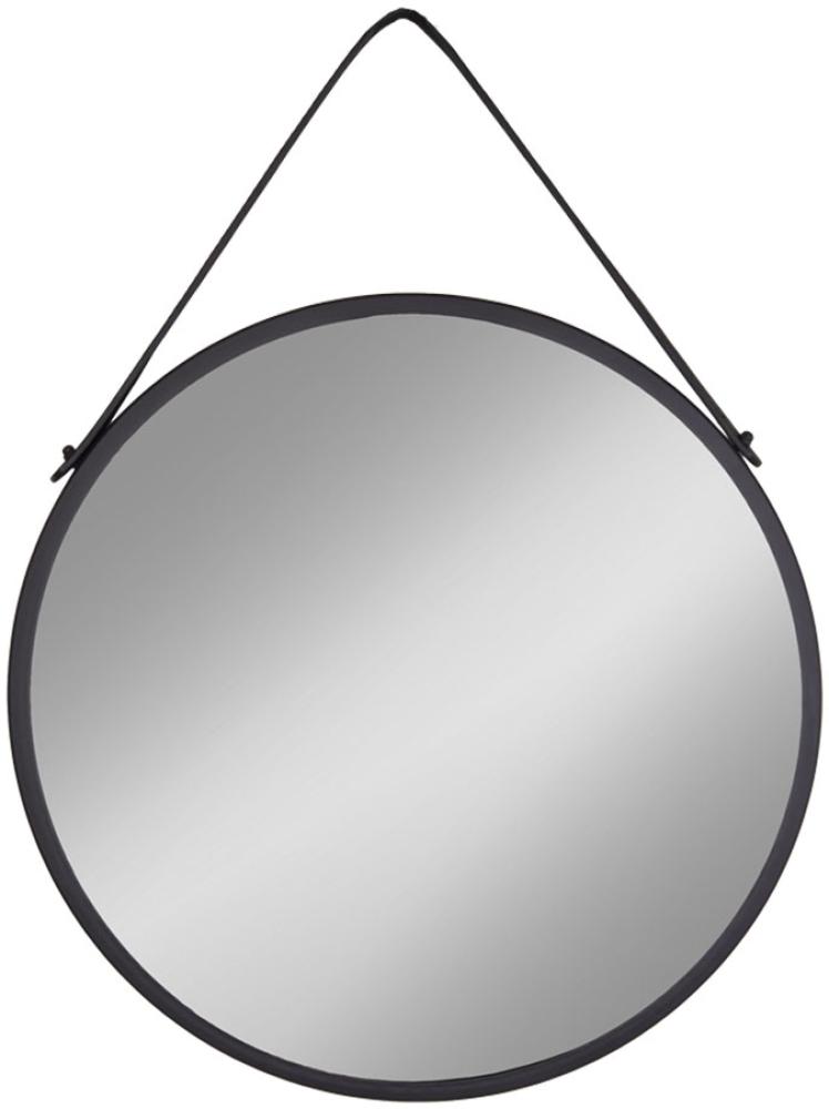 Moderner Spiegel PANIR schwarzer Metallrahmen Gurt ca. Ø60cm Bild 1