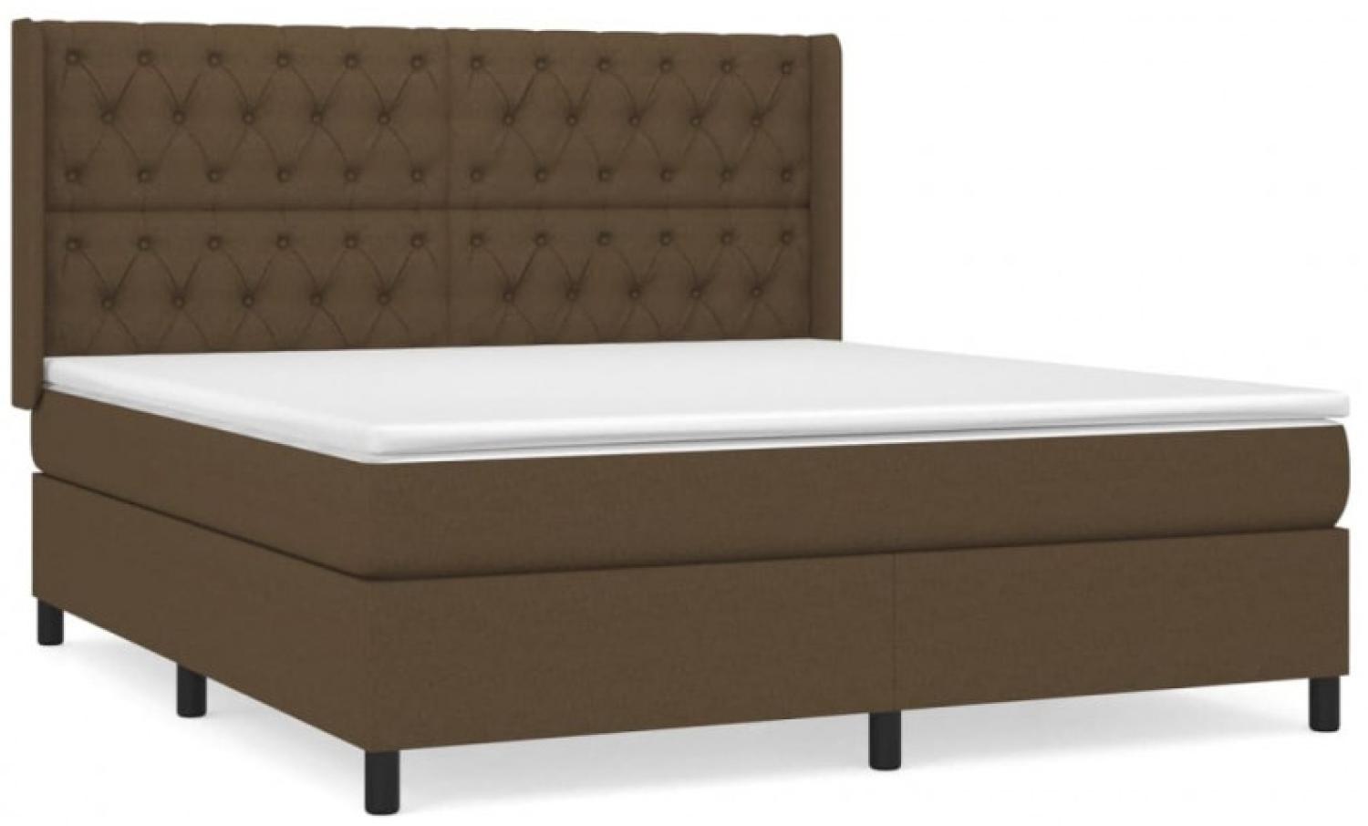 vidaXL Boxspringbett mit Matratze Dunkelbraun 160x200 cm Stoff, Härtegrad: H2 [3131684] Bild 1