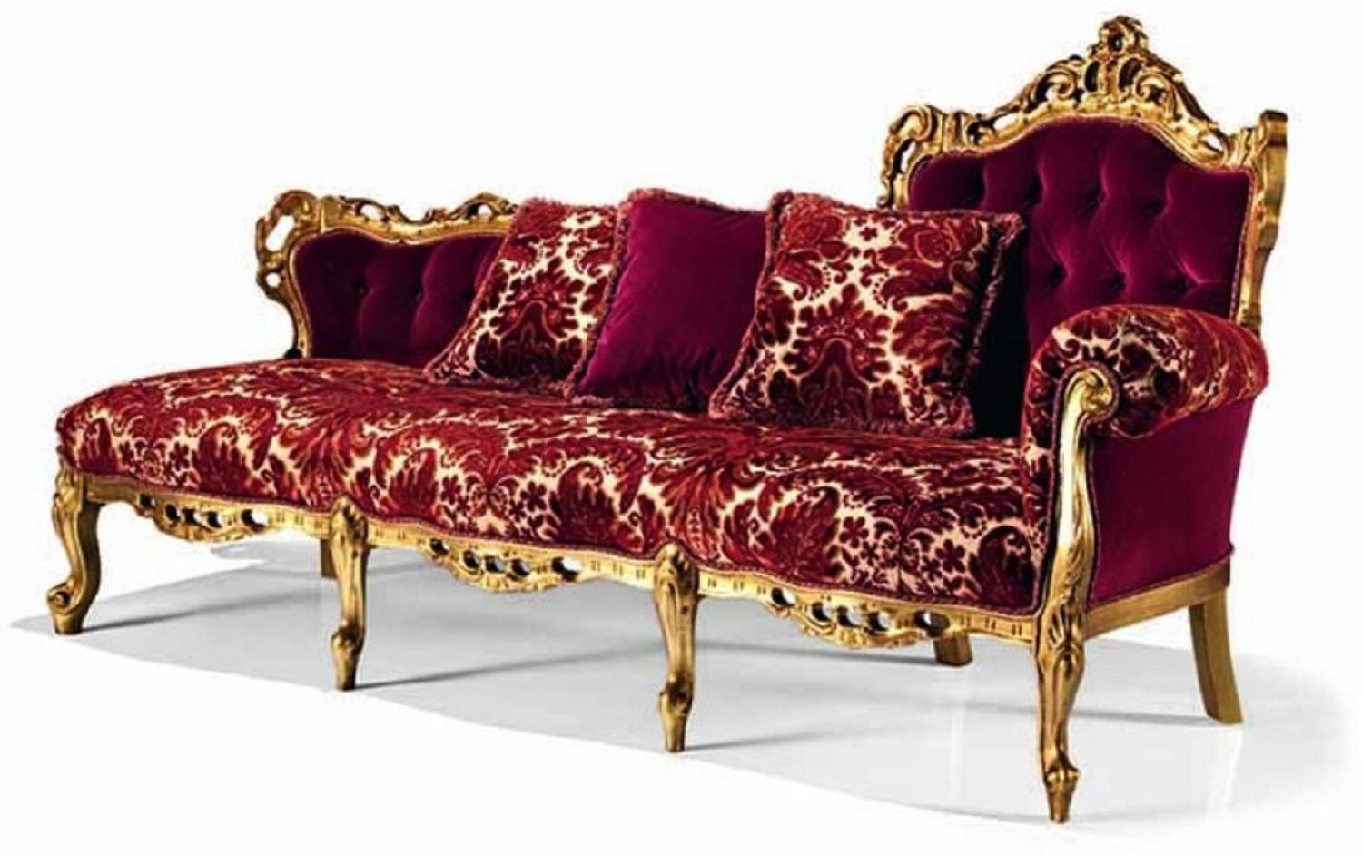 Casa Padrino Luxus Barock Chaiselongue Bordeauxrot / Gold 202 cm - Made in Italy Bild 1