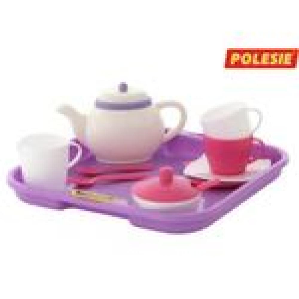 Polesie Kinder-Teeservice 58959 Alice 13-teilig Tassen Löffel Teekanne Tablett lila Bild 1