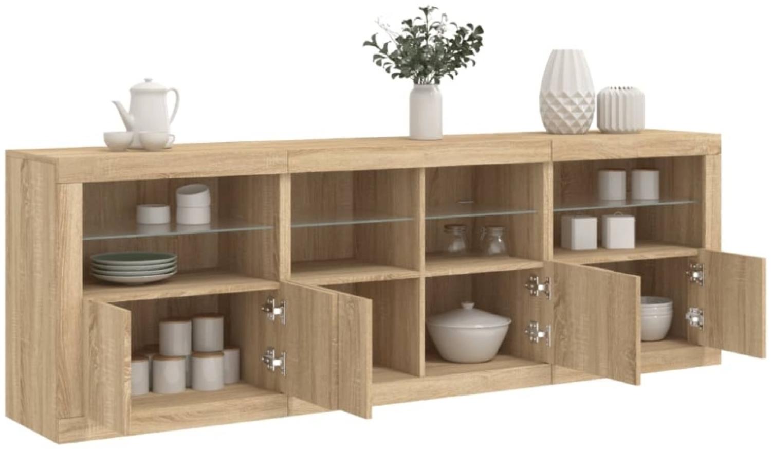 vidaXL Sideboard mit LED-Leuchten Sonoma-Eiche 202x37x67 cm Bild 1