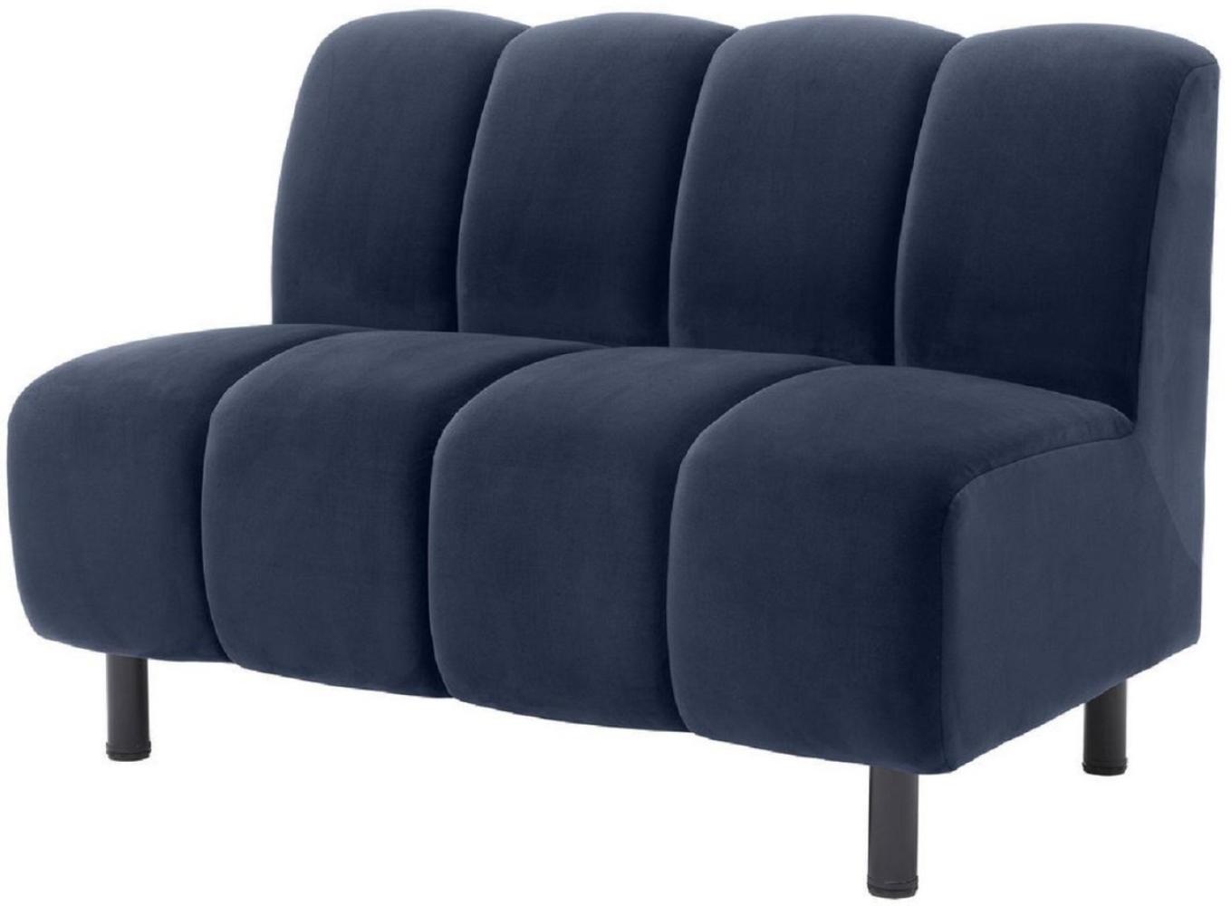 Casa Padrino Luxus Couch Mitternachtsblau / Schwarz 121 x 75 x H. 87 cm - Wohnzimmer Sofa mit edlem Samtstoff - Luxus Möbel Bild 1