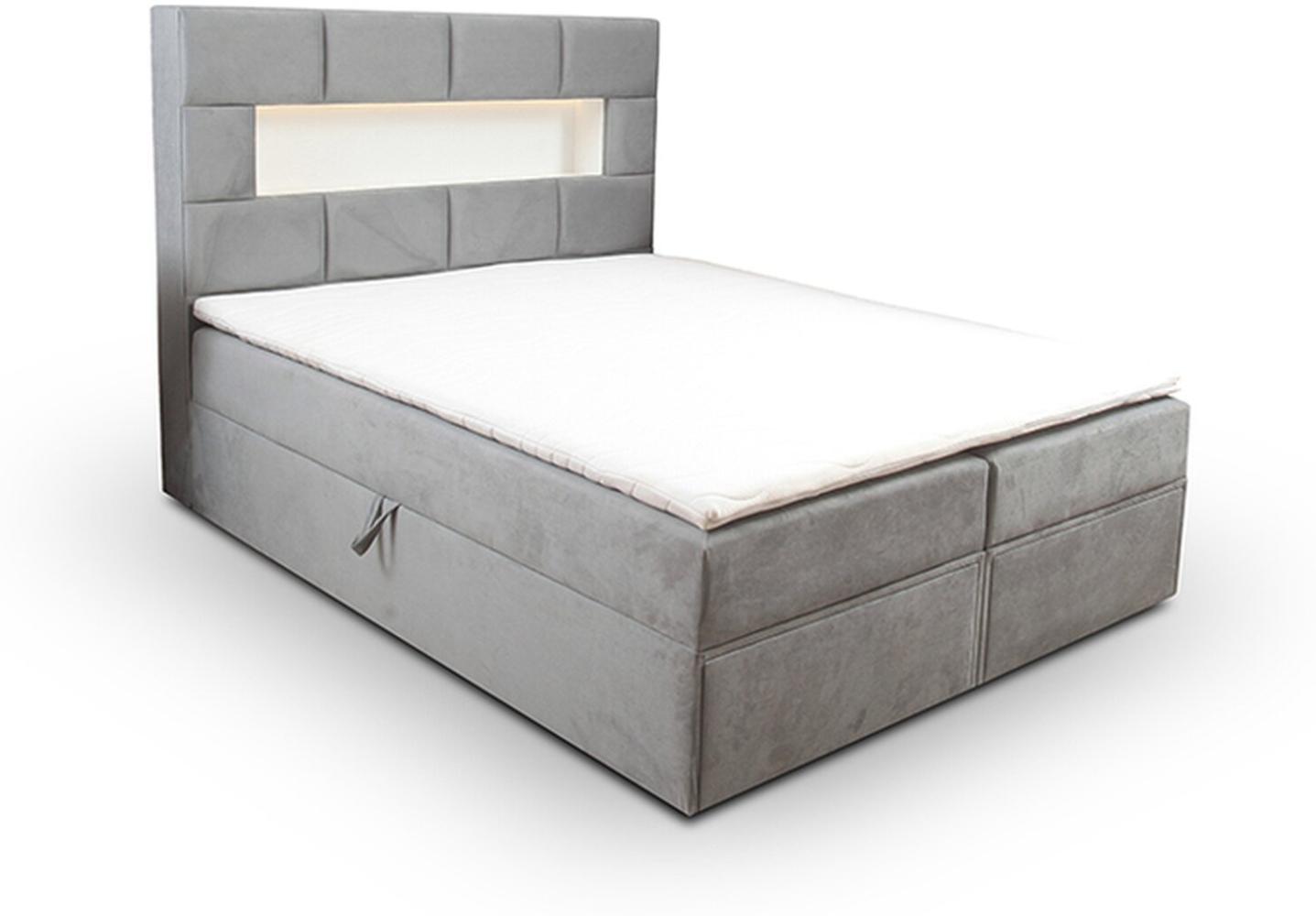 99rooms Comfy Boxspringbett Velours Jasmine 200x200 cm Dunkelgrau Bild 1