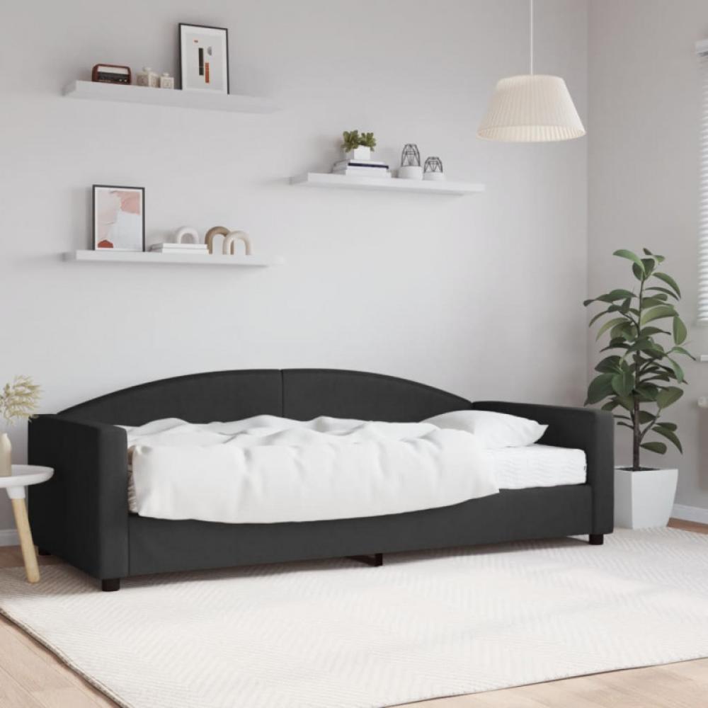 Tagesbett mit Matratze Schwarz 90x200 cm Stoff (Farbe: Schwarz) Bild 1