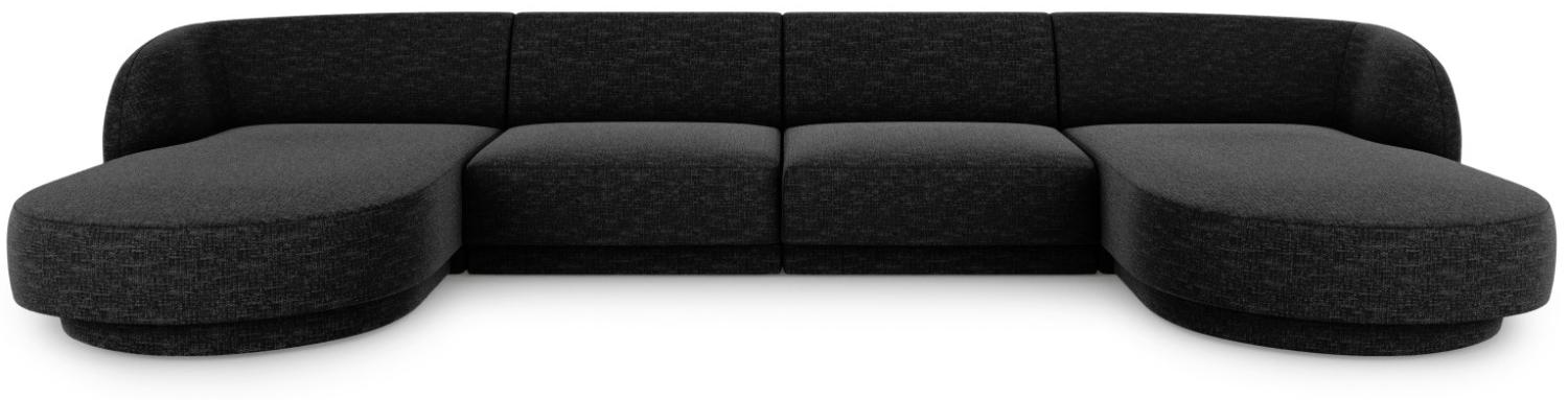 Micadoni 5-Sitzer Panorama Sofa Miley | Bezug Black | Beinfarbe Black Plastic Bild 1