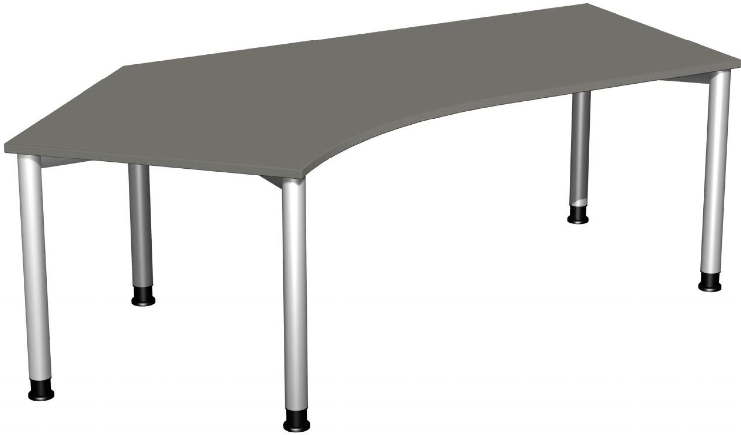 Schreibtisch 135° '4 Fuß Flex' links, höhenverstellbar, 216x113cm, Graphit / Silber Bild 1