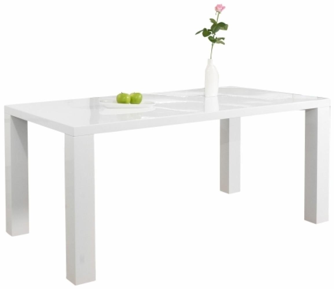 Essgruppe 5-tlg. 160 x 90 cm Tisch aus MDF Weiß + 4 Stühle aus Polyurethan Weiß Bild 1