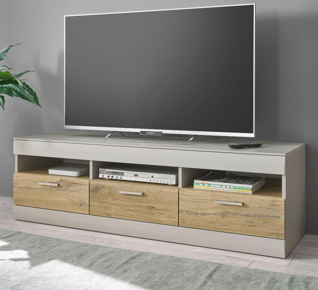 TV-Lowboard Griego in grau matt und Eiche 150 cm Bild 1