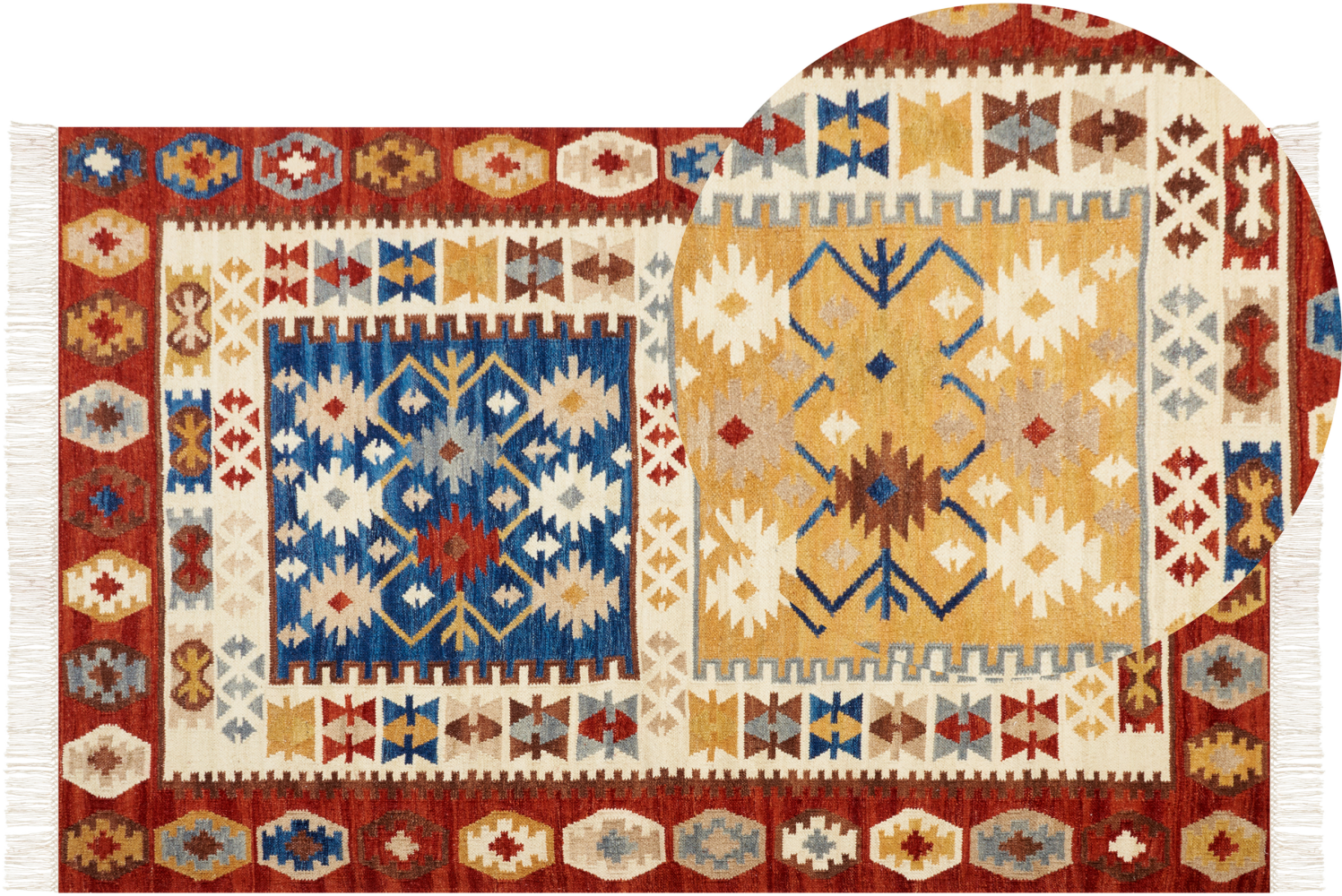 Kelim Teppich Wolle mehrfarbig 140 x 200 cm orientalisches Muster Kurzflor VOSKEHAT Bild 1