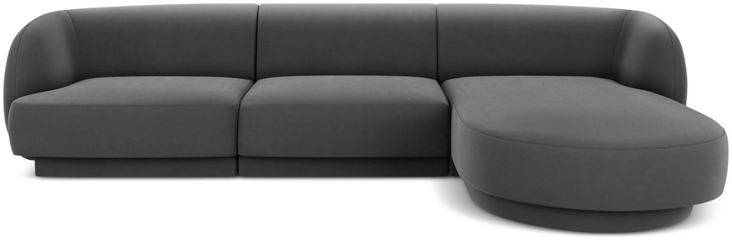 Micadoni 4-Sitzer Samtstoff Ecke rechts Sofa Miley | Bezug Grey | Beinfarbe Black Plastic Bild 1