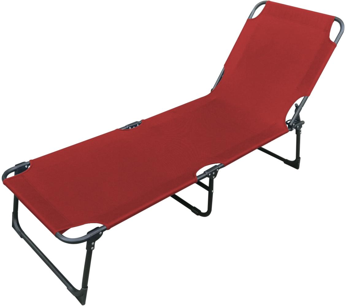 3-Bein Gartenliege Sonnenliege Strandliege Gartenmöbel Liegestuhl klappbar 188cm rot Bild 1