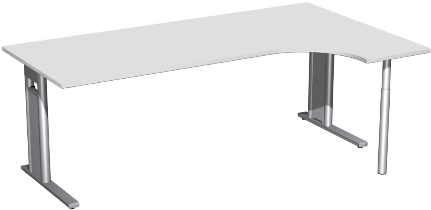 PC-Schreibtisch 'C Fuß Pro' rechts, feste Höhe 200x120x72cm, Lichtgrau / Silber Bild 1