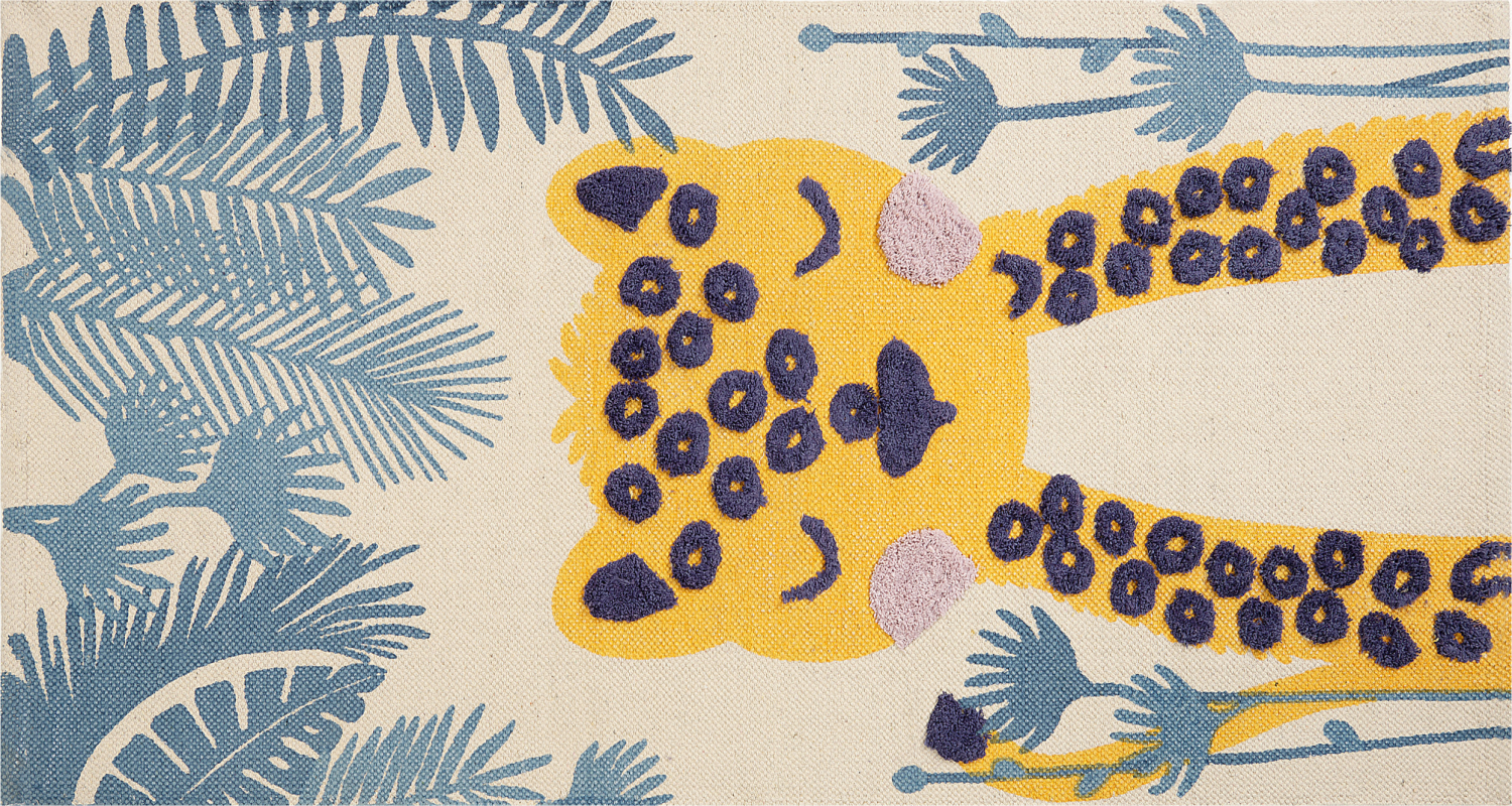 Kinderteppich Baumwolle mehrfarbig 80 x 150 cm Leopardenmuster Kurzflor LUAS Bild 1