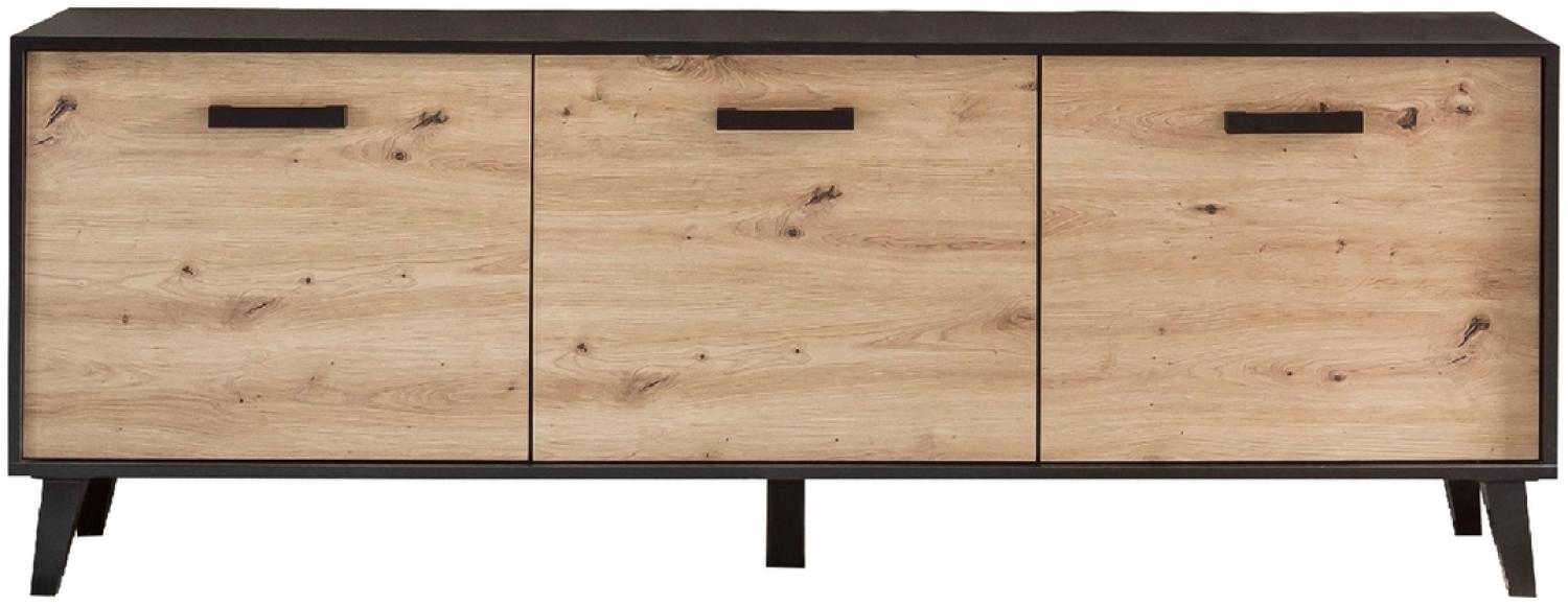 TV-Unterschrank Jaida 186x68x39 Lowboard Schwarz/Artisan 10095 Bild 1