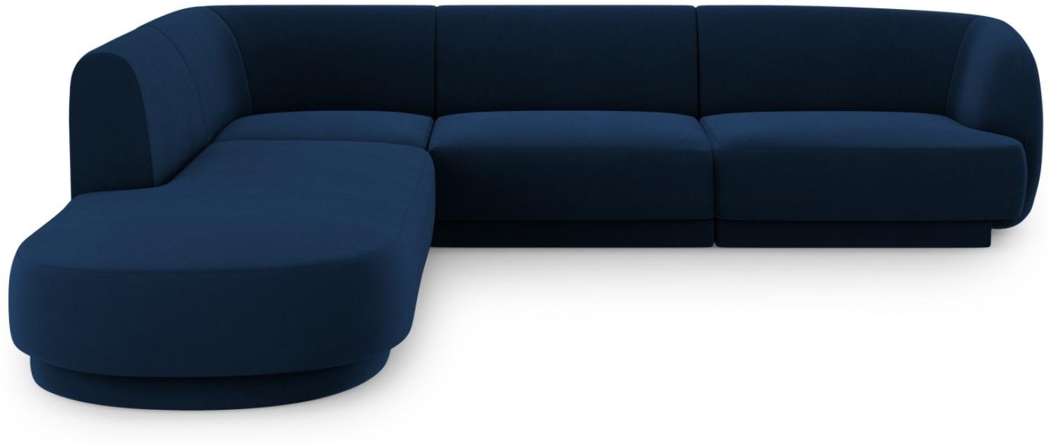 Micadoni 6-Sitzer Samtstoff Ecke links Sofa Miley | Bezug Royal Blue | Beinfarbe Black Plastic Bild 1