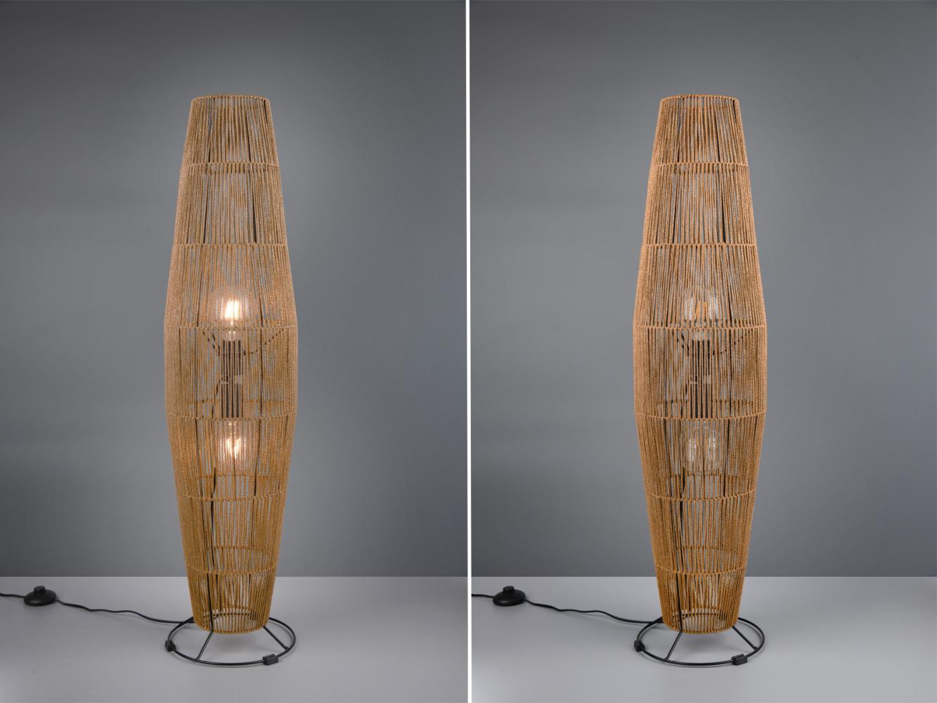 Kleine LED Stehleuchte mit Papier Lampenschirm im Boho Stil, Höhe 103cm Bild 1