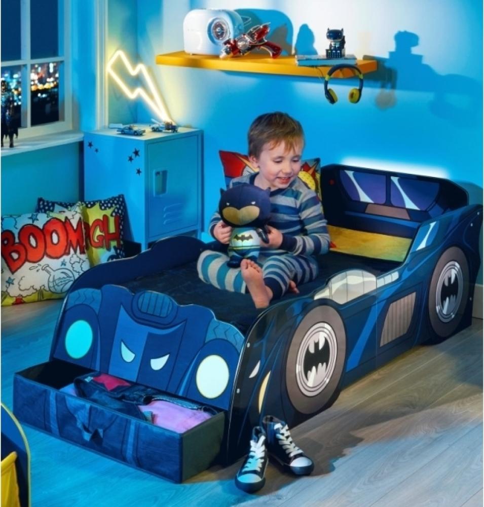 Batman: Batmobil-Bett für Kinder und Kleinkinder mit Beleuchtung inklusive Schublade zur Aufbewahrung Bild 1