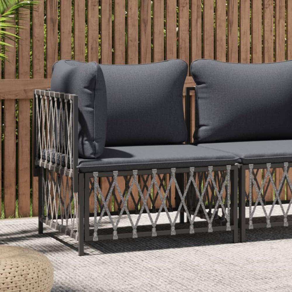 vidaXL Garten-Ecksofa mit Kissen Anthrazit Gewebe Bild 1