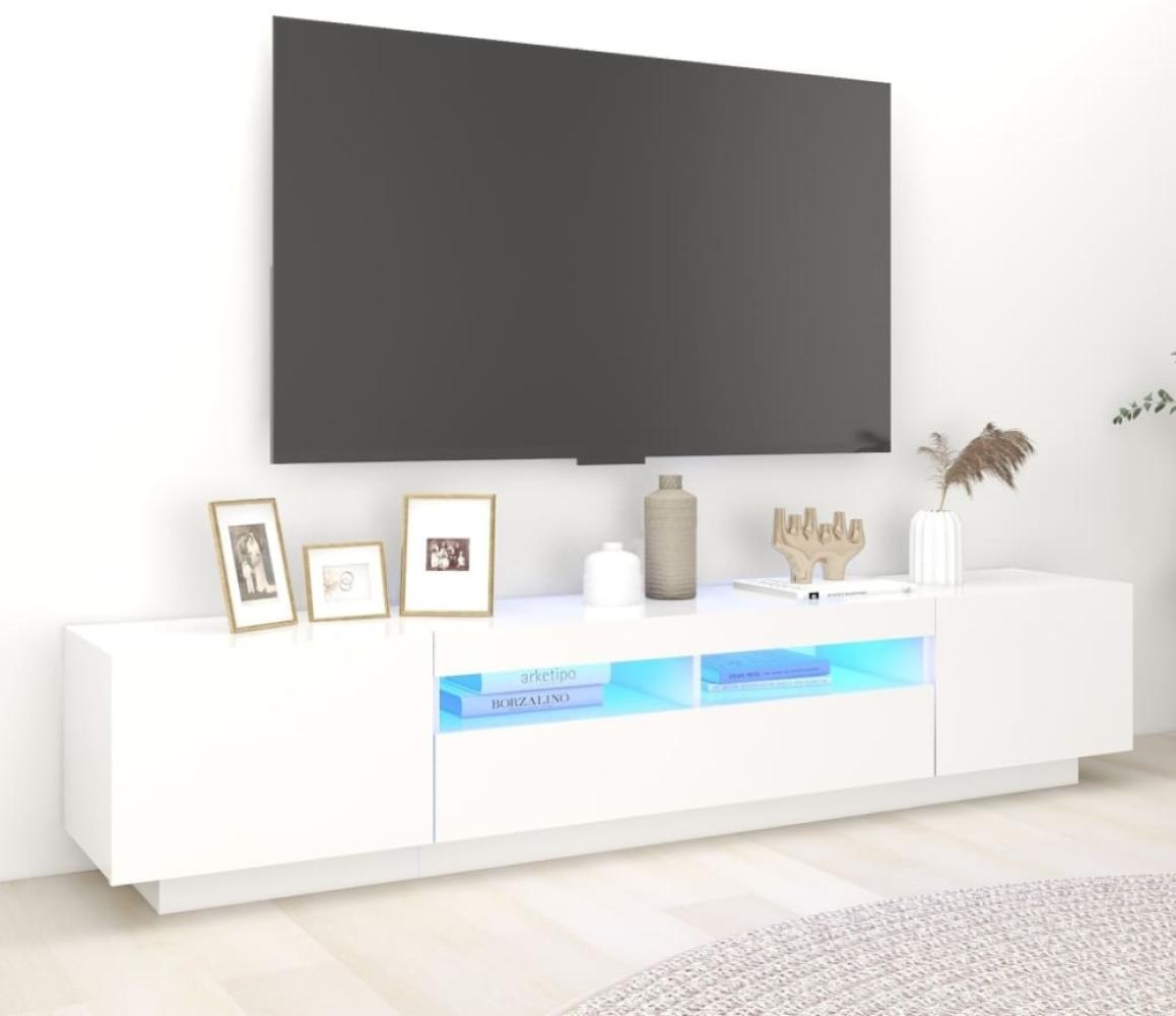 TV-Schrank mit LED-Leuchten Weiß 200x35x40 cm Bild 1