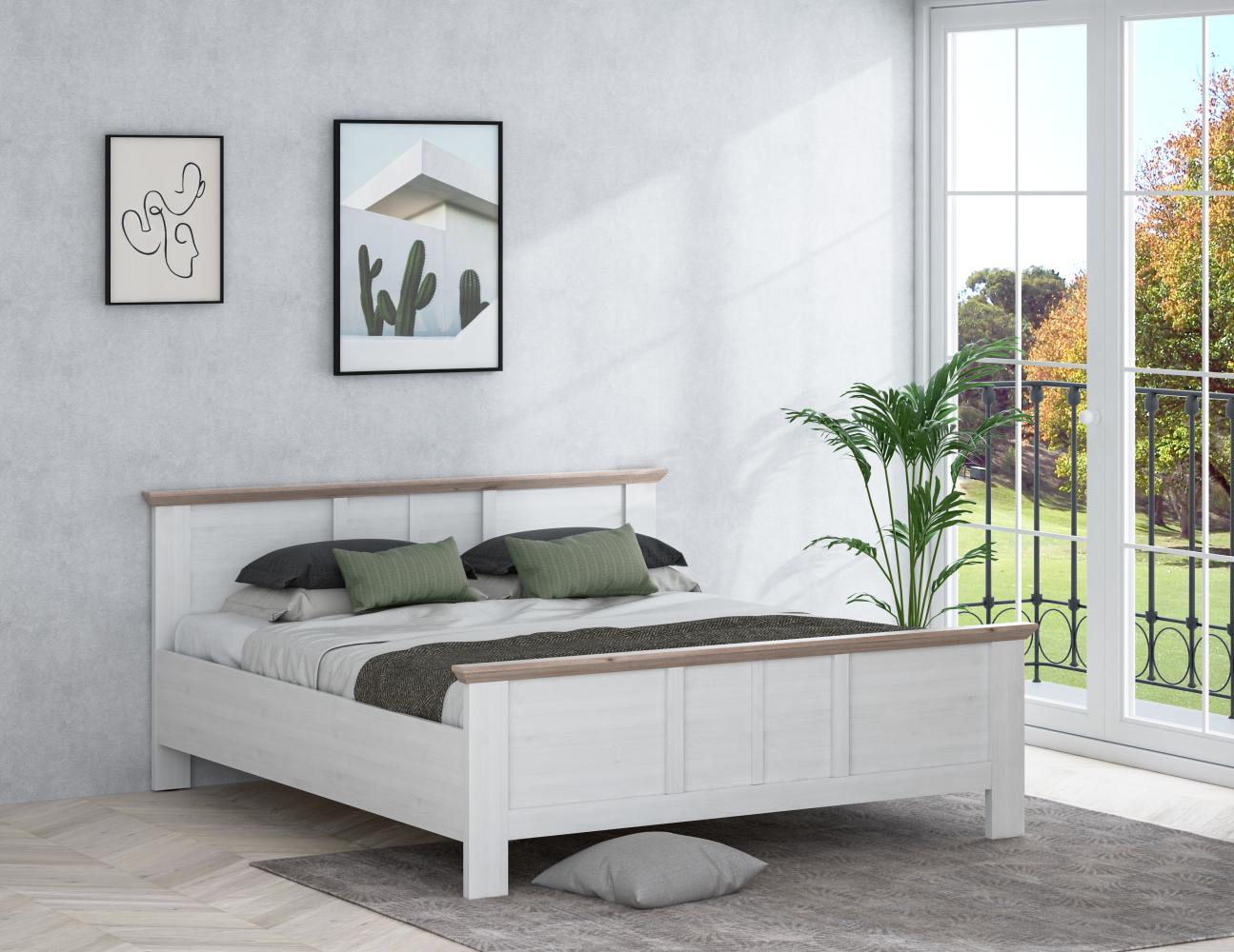 FORTE Iloppa Bett, Holzwerkstoff, Grau/Weiß, 193 x 95,2 x 210,4 cm Bild 1