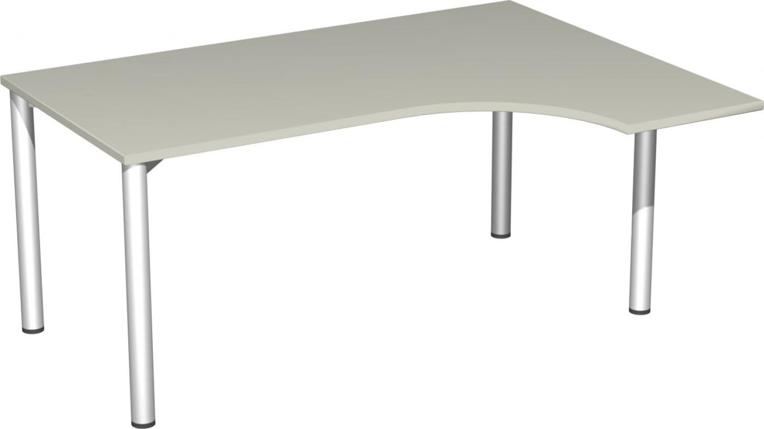PC-Schreibtisch '4 Fuß Flex' rechts, 160x120cm, Lichtgrau / Silber Bild 1