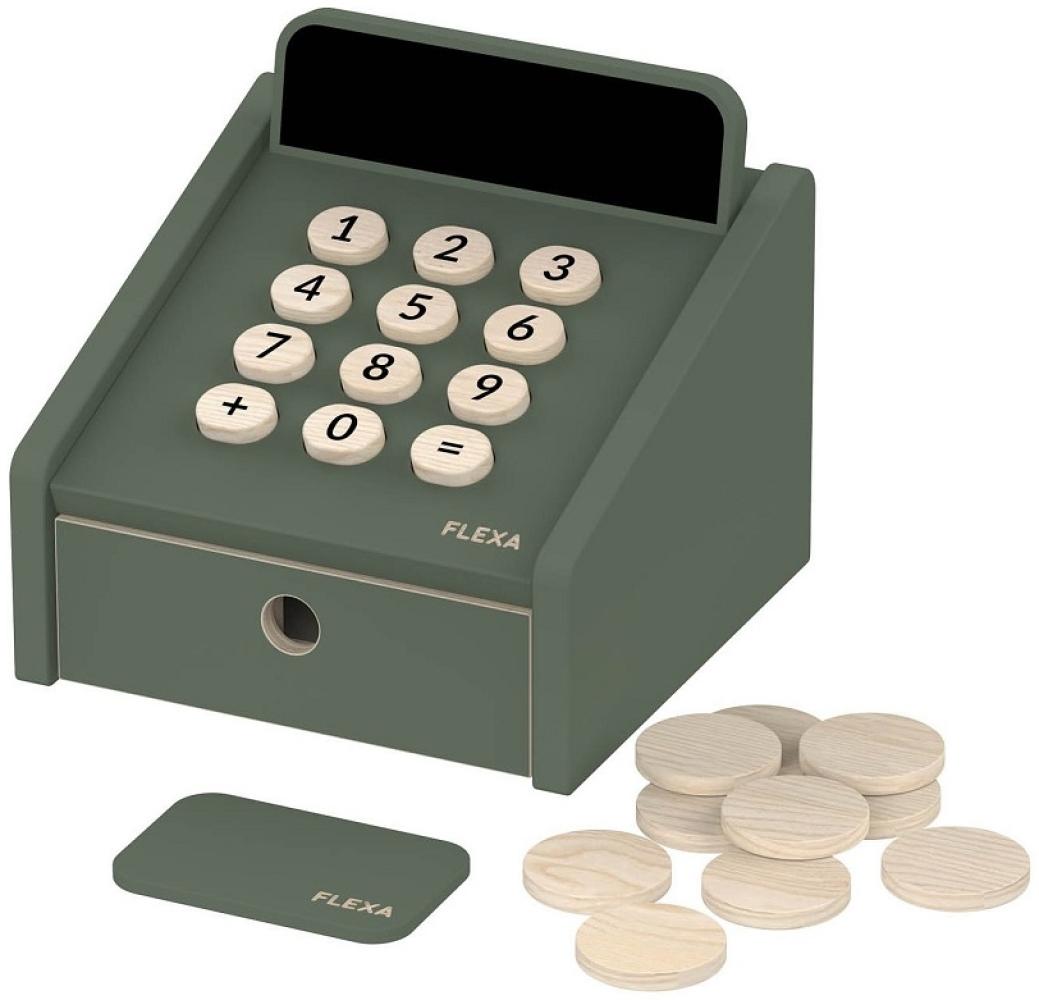 Flexa Registrierkasse, Spiel-Kasse aus Birkenholz, grün Bild 1