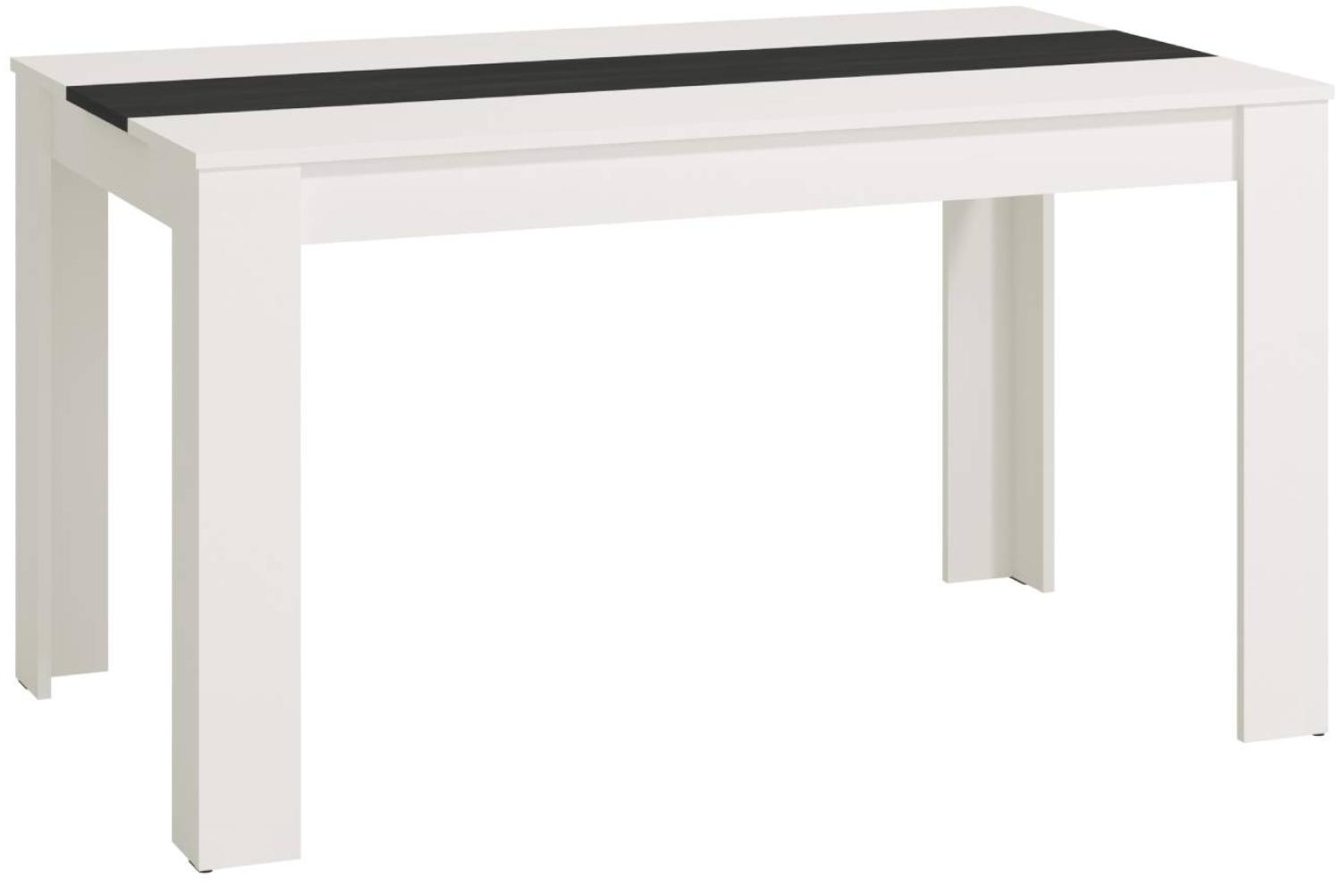 Esstisch Esszimmertisch Holztisch Küchentisch 135x80 cm Holz Massiv Weiß Schwarz Bild 1