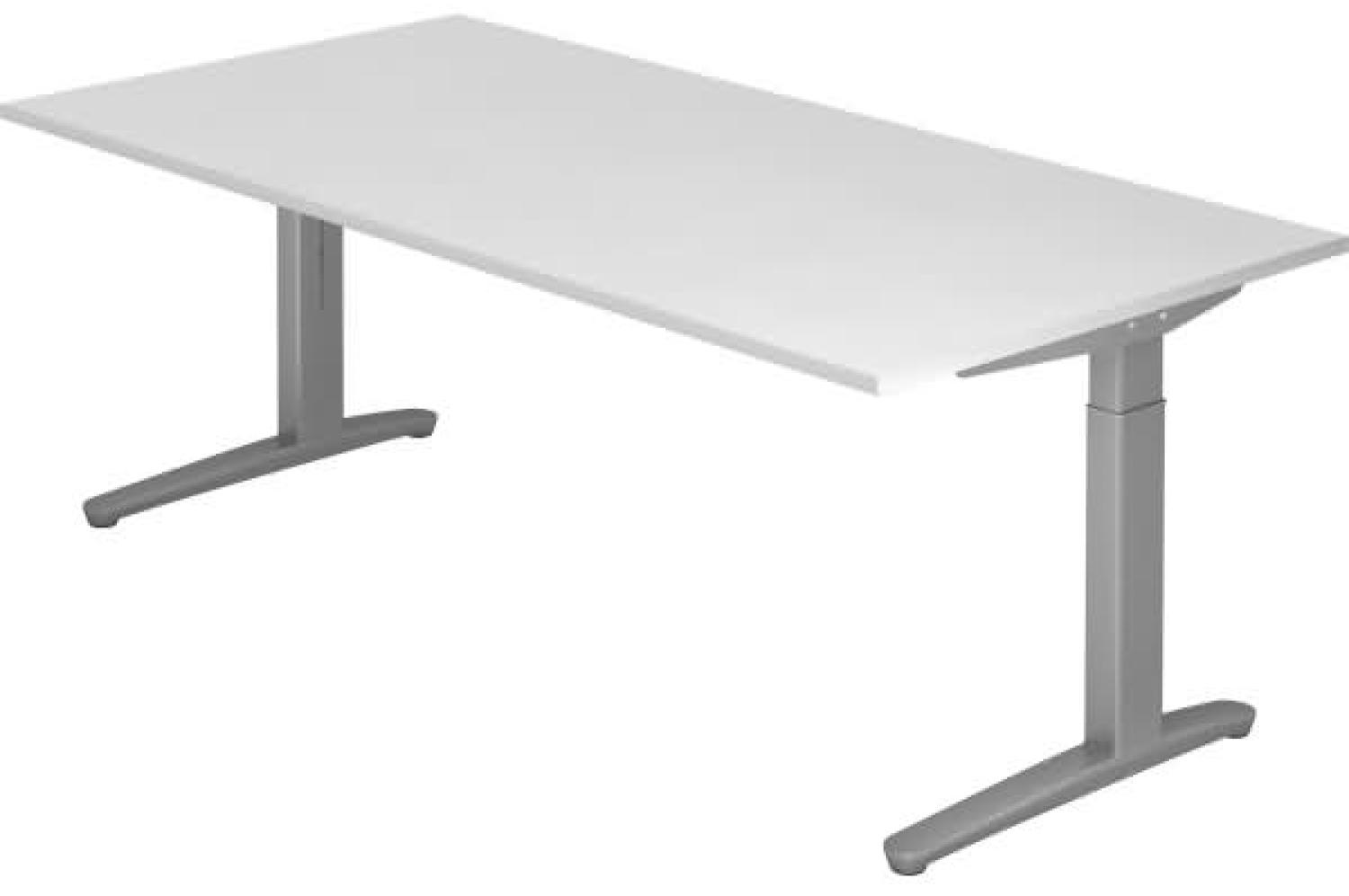 'XB2E' Schreibtisch C-Fuß 200x100cm Weiß Silber Bild 1