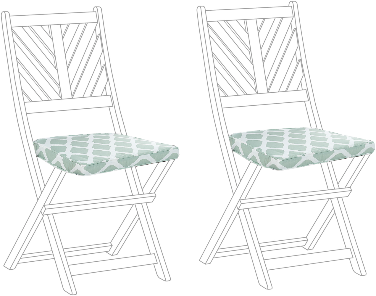 Sitzkissen für Stuhl TERNI 2er Set Dreiecke mintgrünes Muster 37 x 34 x 5 cm Bild 1