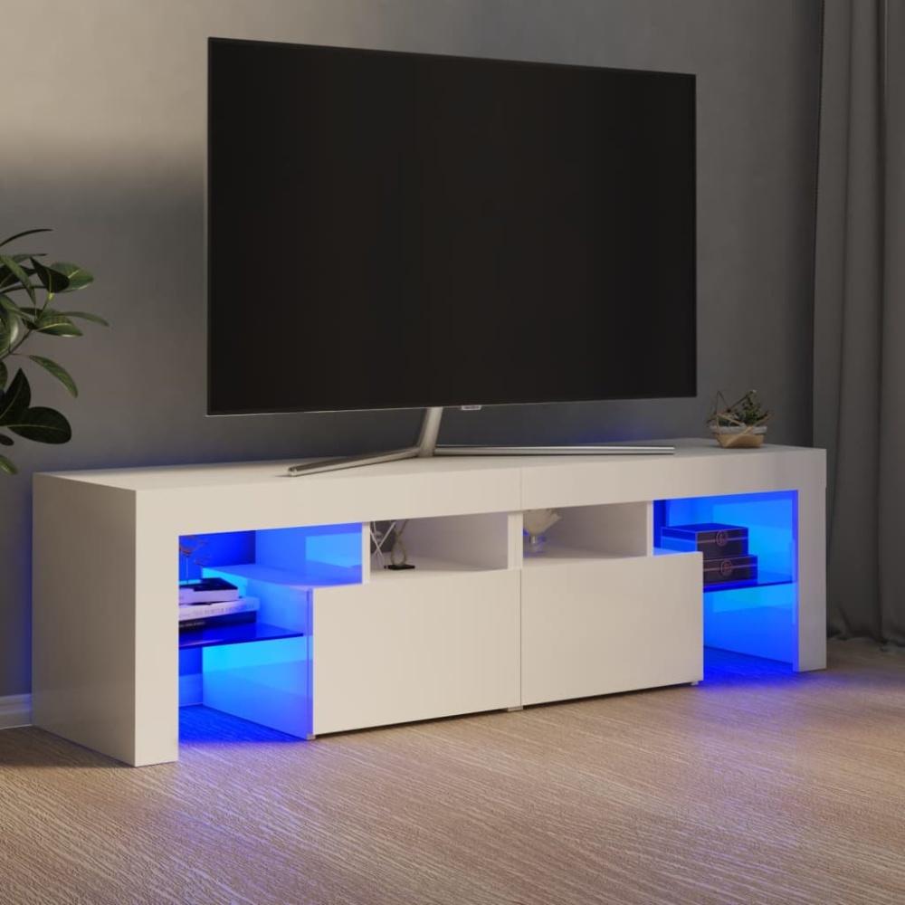 TV-Schrank mit LED-Beleuchtung Hochglanz-Weiß 140x36,5x40 cm Bild 1