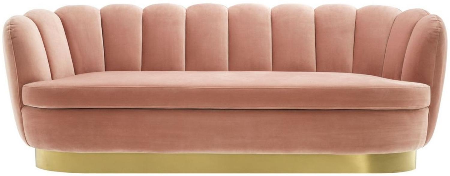 Casa Padrino Luxus Samt Sofa Hautfarben / Messing 225 x 90 x H. 80 cm - Wohnzimmer Sofa - Hotel Sofa - Luxus Möbel - Luxus Qualität Bild 1