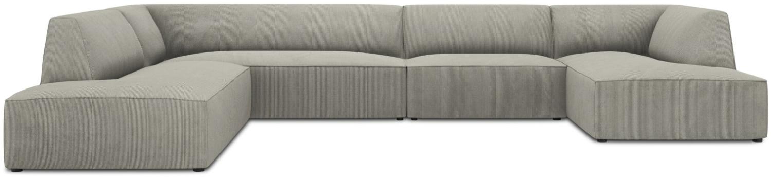 Micadoni 7-Sitzer Panorama Ecke links Sofa Ruby | Bezug Light Grey | Beinfarbe Black Plastic Bild 1