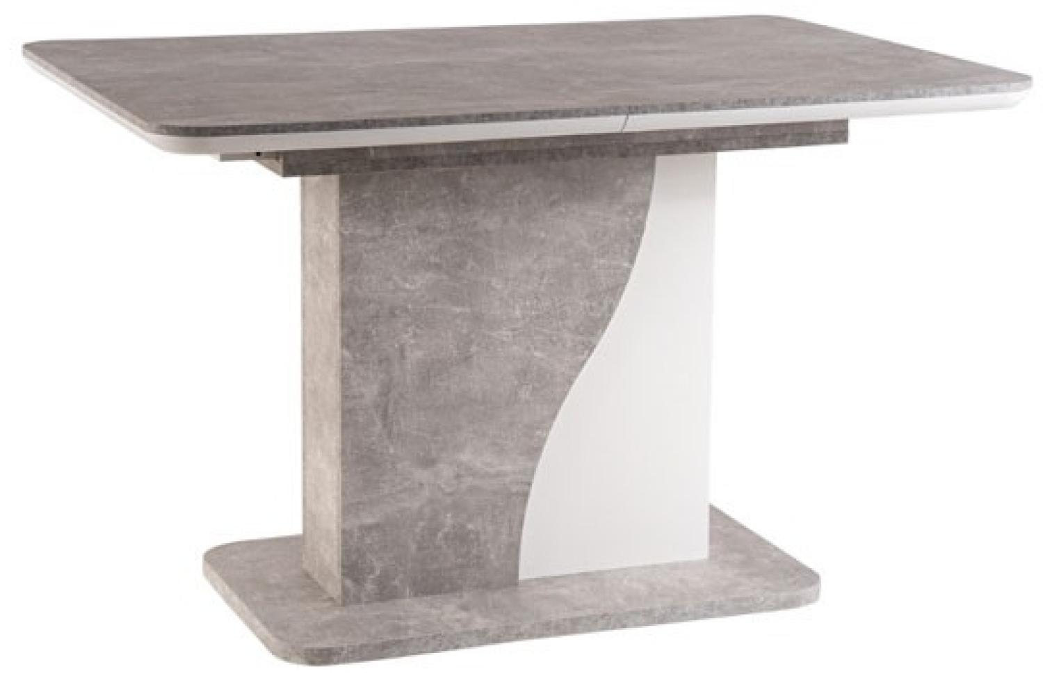 Esstisch Säulentisch Syriusz 120-160x80x76cm beton weiß ausziehbar Bild 1