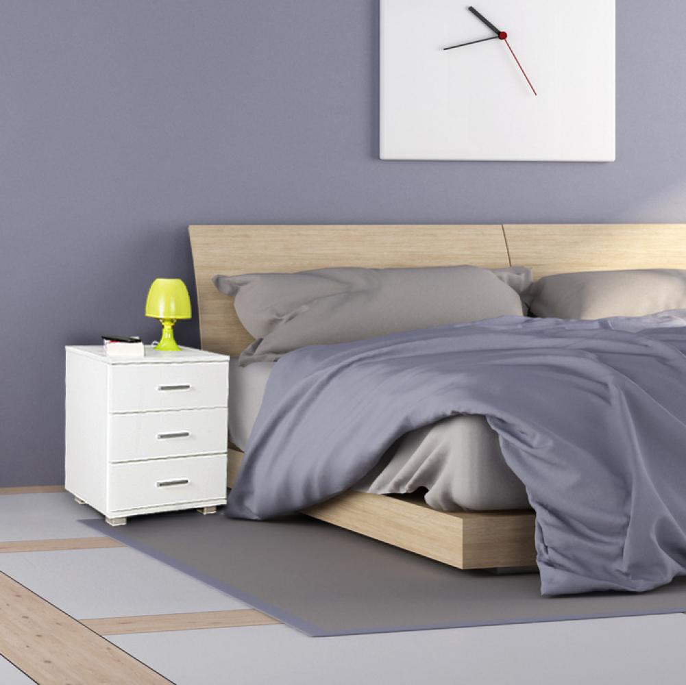 KADIMA DESIGN Nachtkonsole ANAPO Holz - Stilvolle & geräumige Aufbewahrungslösung für Ihr Schlafzimmer. Farbe: Weiß Bild 1