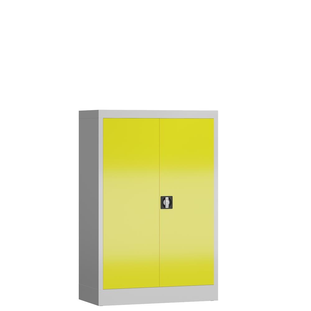 Aktenschrank Metallschrank mit 2 Türen, 1200 x 800 x 380 mm lichtgrau/zinkgelb Bild 1