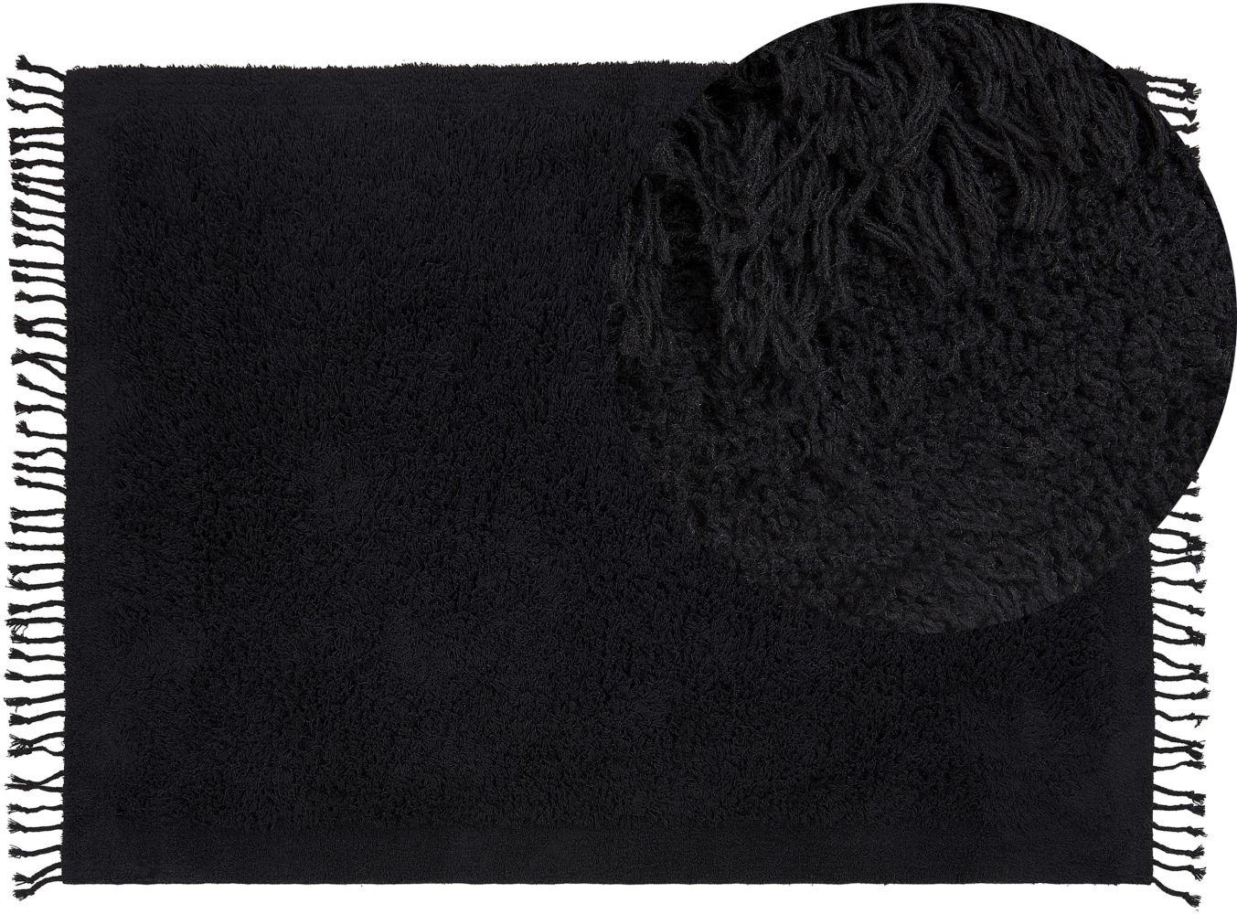 Teppich Baumwolle schwarz 140 x 200 cm Fransen Shaggy BITLIS Bild 1